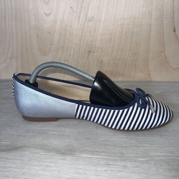 Crown & Ivy Mia Blue/White/Silver Striped Flats Women's 7 - Picture 7 of 11